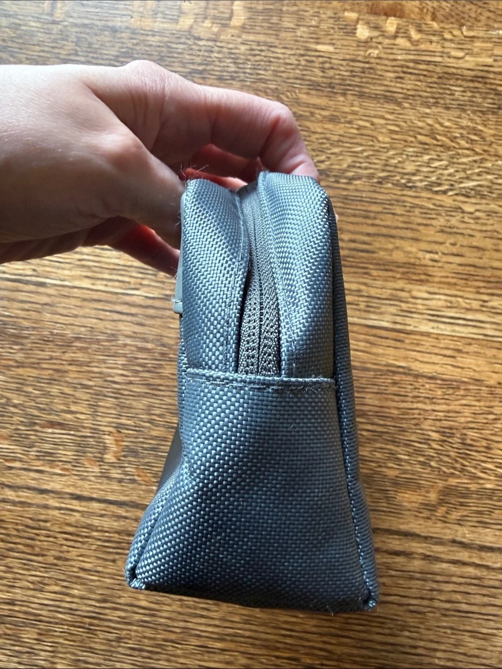 Small Tumi Gray Men's Toiletry Pouch with Silver Accent